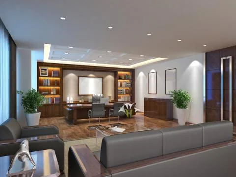 3D Render of Working Space Stock Illustration