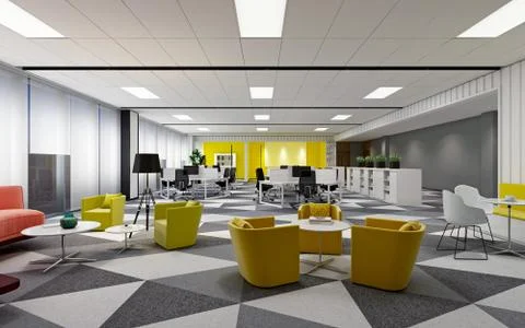 3D Render of Working Space Stock Illustration