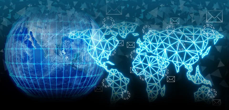 3D render world for future communication around world Elements of this imag.. Stock-Illustration