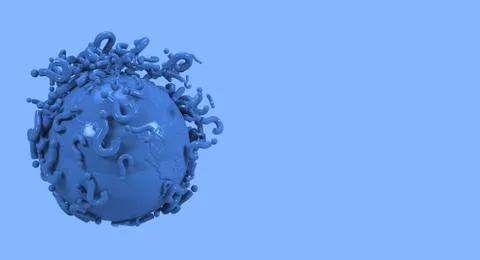 3D render world sphere with interrogate signs Stock Photos