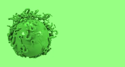 3D render world sphere with interrogate signs Foto stock