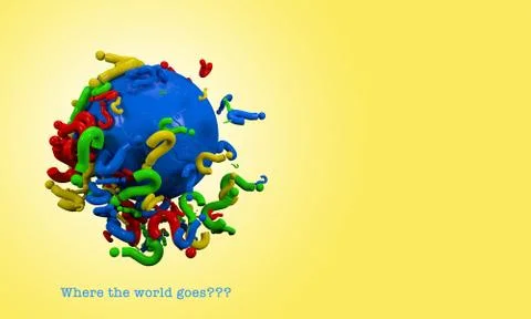 3D render world sphere with interrogate signs Stock Photos
