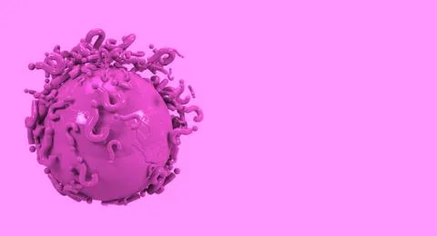 3D render world sphere with interrogate signs Stock Photos