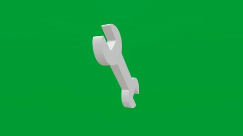 3D render of wrench icon on chroma key green screen background Stock Footage 335459582