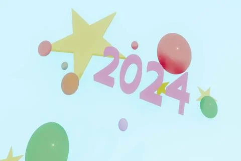 3D render year 2024 Stock Illustration