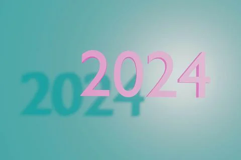 3D render year 2024 Stock Illustration