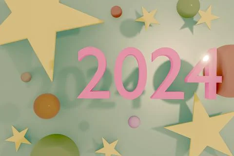 3D render year 2024 Stock Illustration