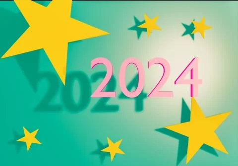 3D render year 2024 Stock Illustration