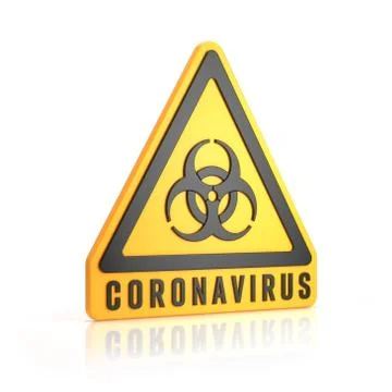 3d render of a yellow biohazard warning sign and the message Coronavirus 스톡 일러스트