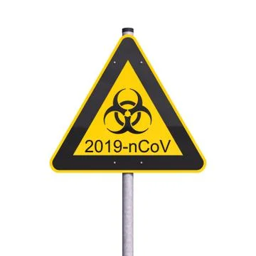 3d render of a yellow biohazard warning sign and the message 2019-nCoV Stock Illustration