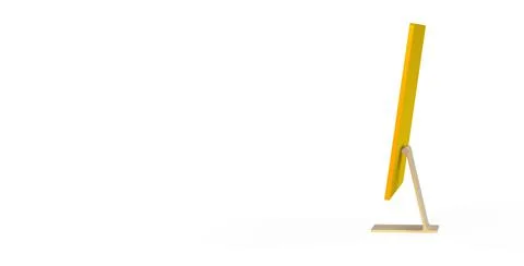 3D render of a yellow computer isolated on a white background - copy space Stock Illustration