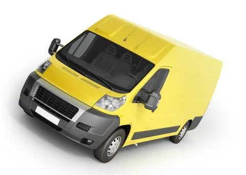 3d render of Yellow Delivery Van Icon Stock Illustration
