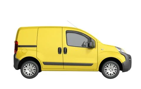 3d render of Yellow Delivery Van Icon no shadow Stock Illustration