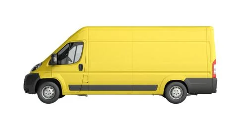 3d render of Yellow Delivery Van Icon no shadow Stock Illustration