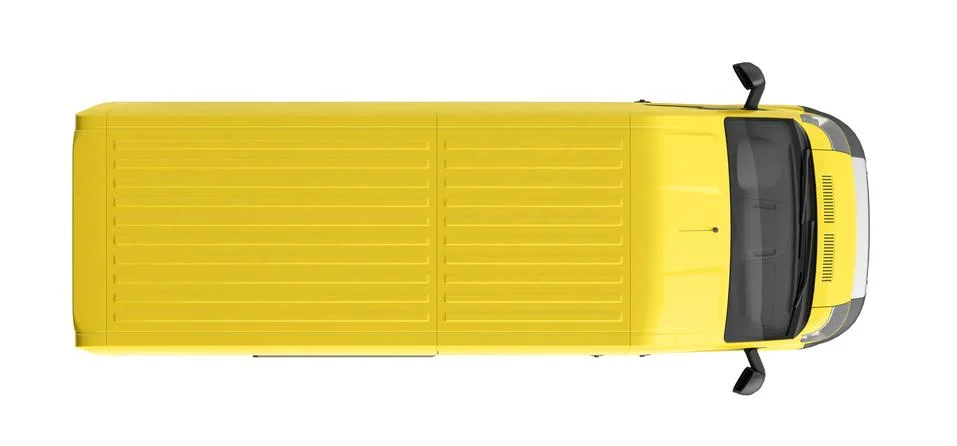 3d render Yellow Delivery Van top Icon no shadow Stock Illustration
