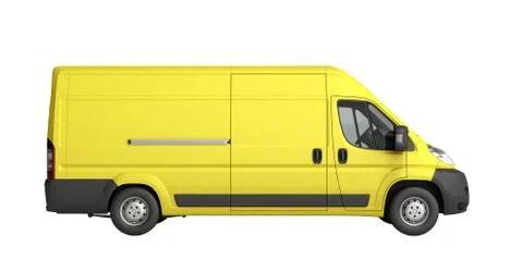 3d render Yellow Delivery Van Icon no shadow Stock Illustration