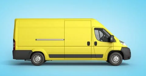 3d render Yellow Delivery Van Icon on gradient Stock Illustration