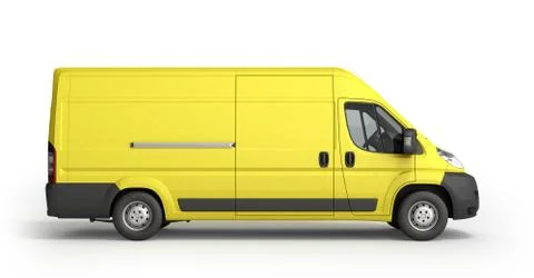 3d render Yellow Delivery Van Icon Stock Illustration