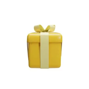 3D render yellow gift box in front view Stock Illustration