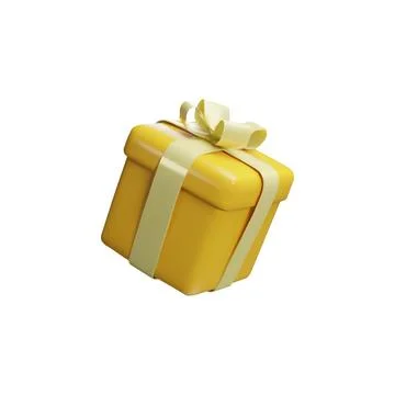 3d render yellow gift box in plastic style Stock Illustration