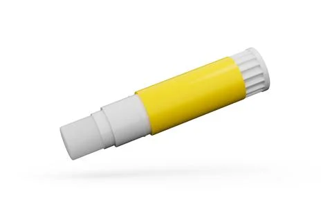 3D render of a yellow glue stick in the air isolated on white background Stock Illustration
