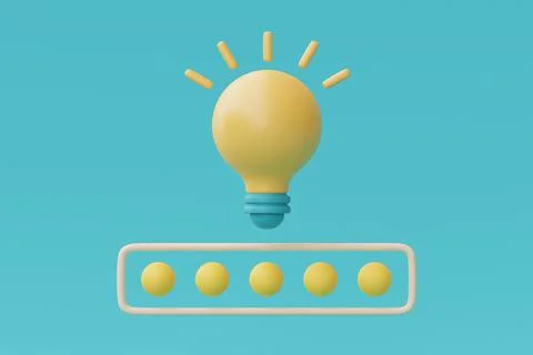 3d render yellow light bulb on blue background,idea loading concept,creativit Stock Illustration