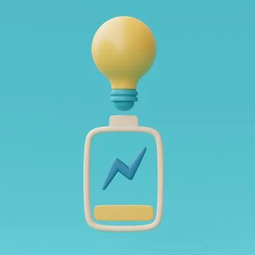 3d render yellow light bulb on blue background,idea loading concept,creativit Stock Illustration
