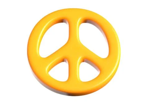 3D render of yellow Peace sign on isolated white. Stock Illustration