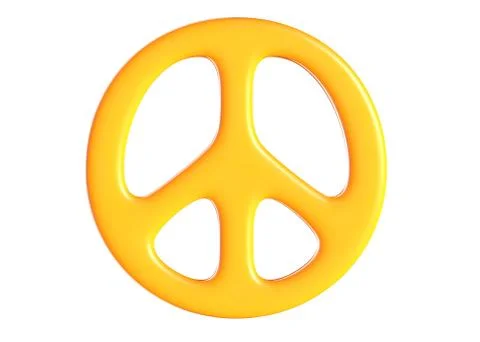 3D render of yellow Peace sign on isolated white. Stock Illustration