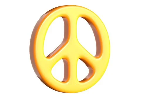 3D render of yellow Peace sign on isolated white. Stock Illustration