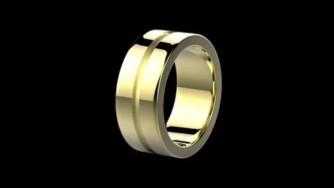 3d render, yellow ring on black background. gold jewelry metal circle shape.  Illustrazione stock