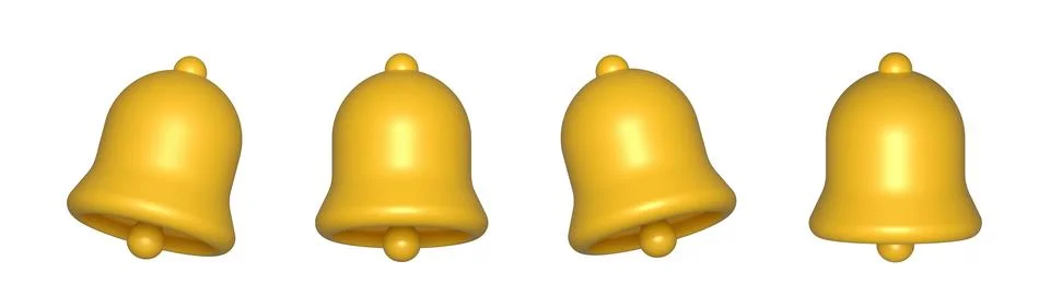 3d render yellow ringing bell with new notification for social media reminder. Stock Illustration