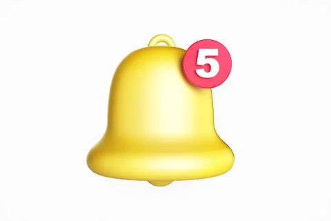 3d render yellow ringing bell with new notification for social media reminder Stock Illustration