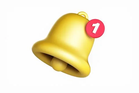3d render yellow ringing bell with new notification for social media reminder Stock Illustration