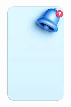 3d render yellow ringing bell with new notification for social media reminder Stock Illustration