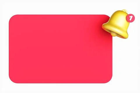 3d render yellow ringing bell with new notification for social media reminder Stock Illustration