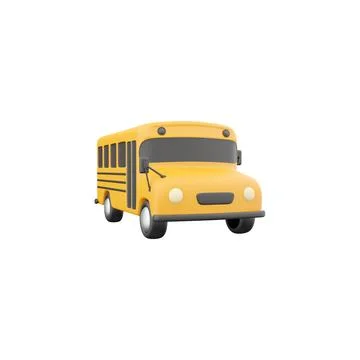 3d render of yellow School bus icon, back to school concept. 3D render school Stock Illustration