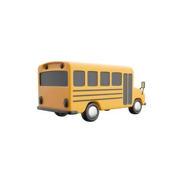 3d render of yellow School bus icon, back to school concept. 3D render school Stock Illustration