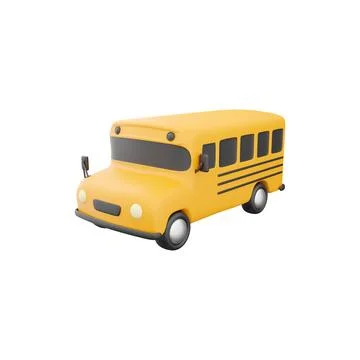 3d render of yellow School bus icon, back to school concept. 3D render school Stock Illustration