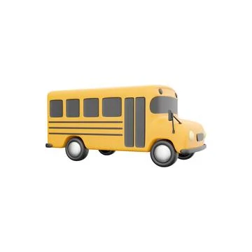 3d render of yellow School bus icon, back to school concept. 3D render school Stock-Illustration