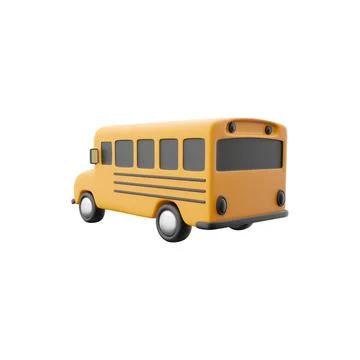3d render of yellow School bus icon, back to school concept. 3D render school Stock Illustration