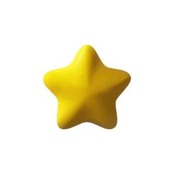 3D render yellow star in clay style Stock Illustration