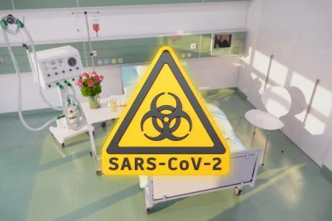 3d render of a yellow warning sign for biological hazards and the message SAR 스톡 일러스트