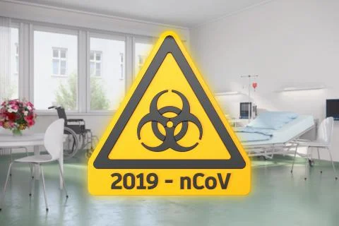 3d render of a yellow warning sign for biological hazards and the message 201 스톡 일러스트