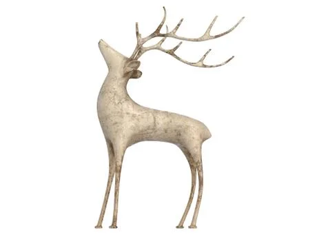 3D render of young deer figurine isolated on white Stock Illustration
