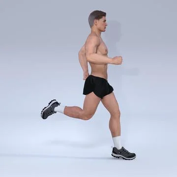 3D Render : A young man is running  with the studio background Stock Illustration