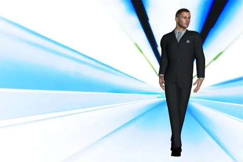 3d render  young modern business man concept fashion data stream image Stock Illustration