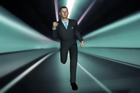 3d render  young modern business man running concept image Stock Illustration