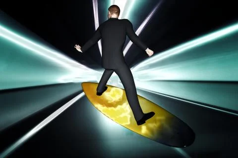 3d render  young modern business man surf technology concept image Stock Illustration