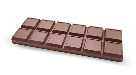 3d render of yummy chocolate pieces and bar on white background 库存照片